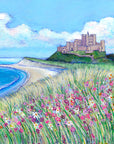 Wildflowers at Bamburgh Castle Art Print