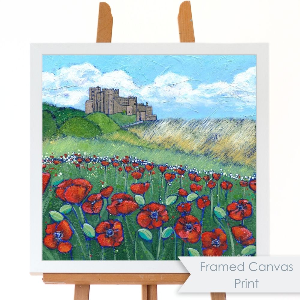 Bamburgh Castle Dunes &amp; Poppies | Art Print