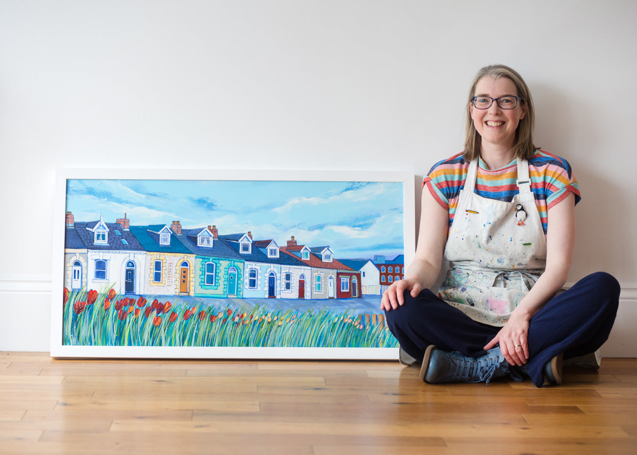 Blue Sky over Simpson Street - Original Painting of Cullercoats ...