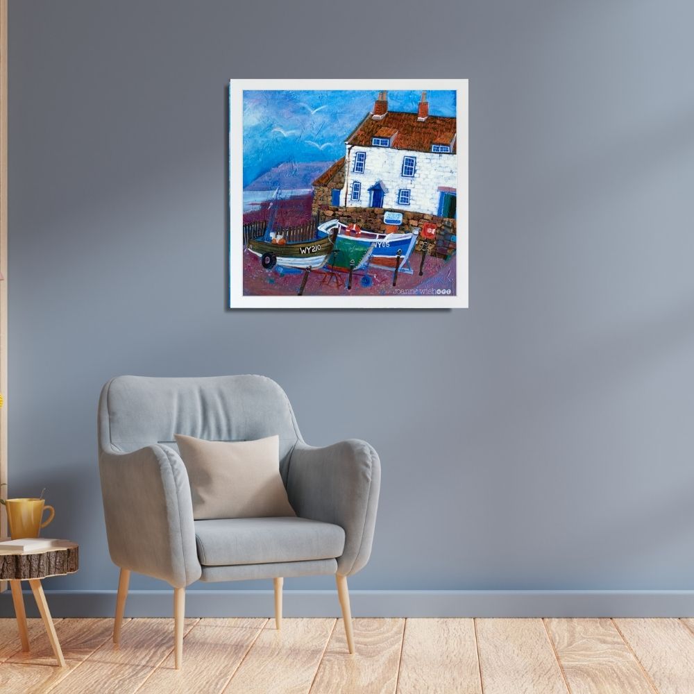 Boats In The Bay: Robin Hood&#39;s Bay | Art Print