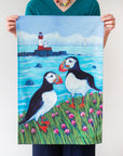 Puffins on the Farnes Tea Towel