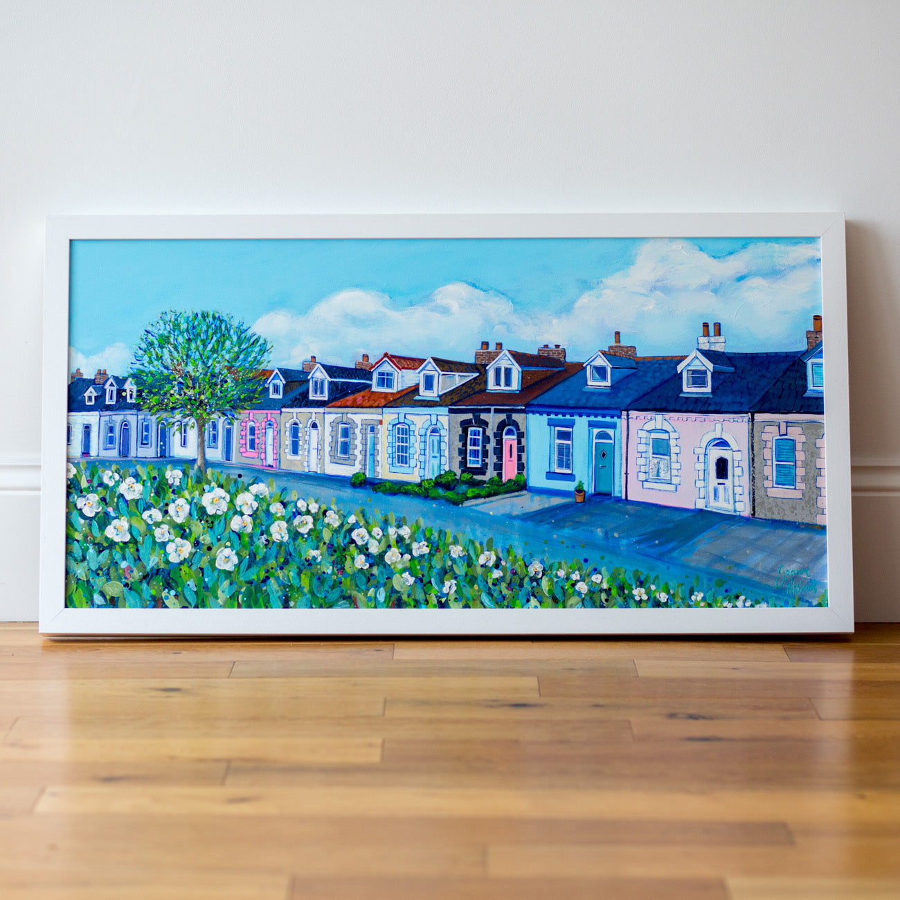 Simpson Street in Bloom - Original Painting of Cullercoats | Joanne Wishart