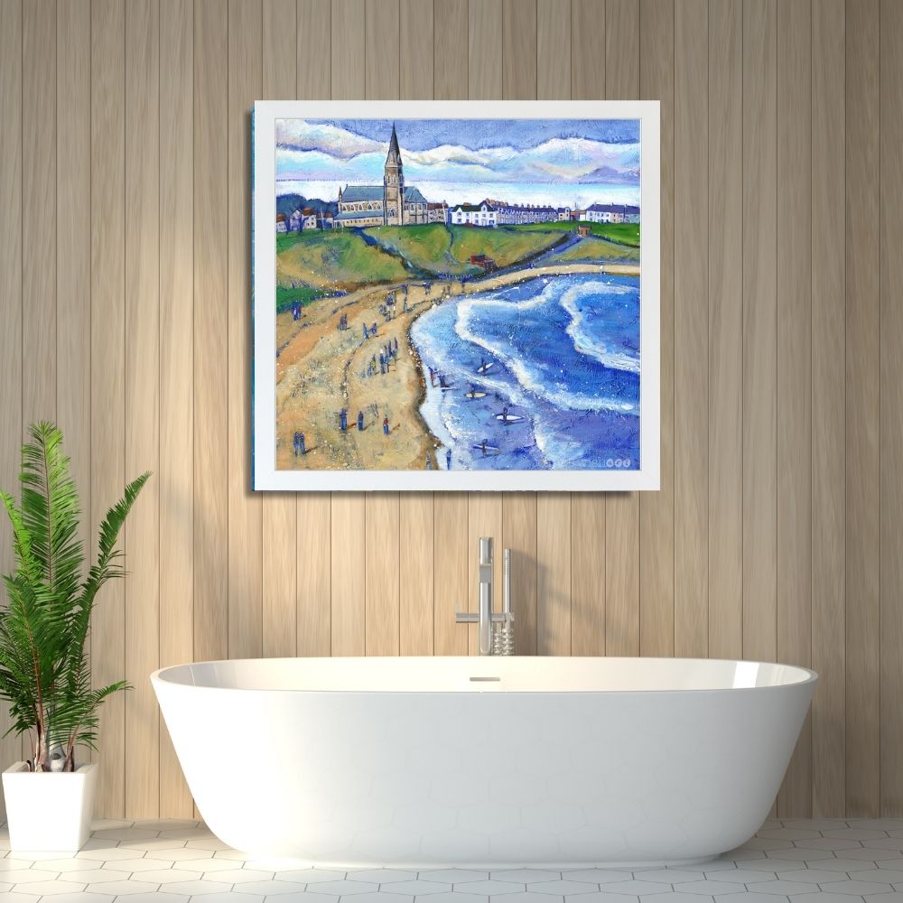 Surfing Longsands Tynemouth Art Print