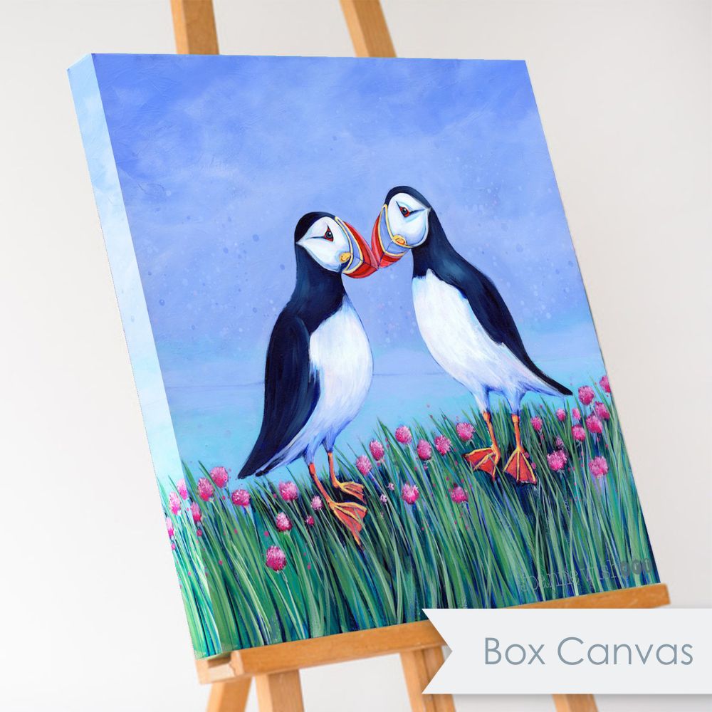 Puffins &amp; Sea Pinks | Art Print